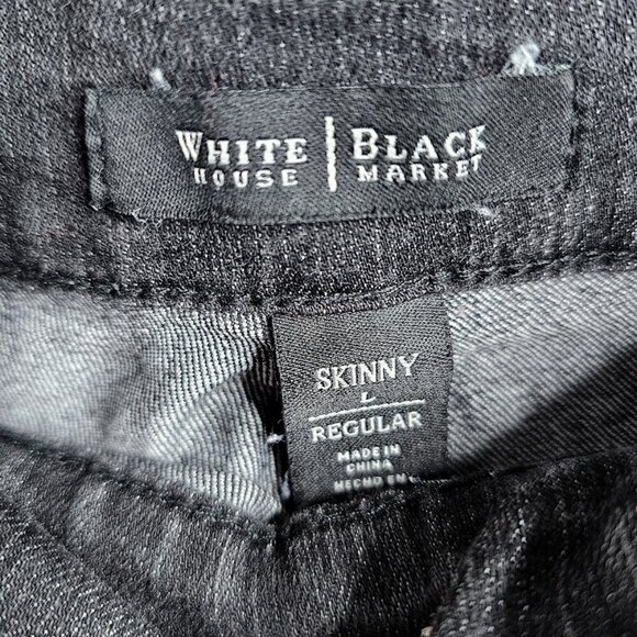 WHITE HOUSE BLACK MARKET Jean Shorts Cut Off Distressed BLACK size L Denim Goth - Picture 5 of 7